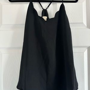 J. Crew Black Scalloped Tank